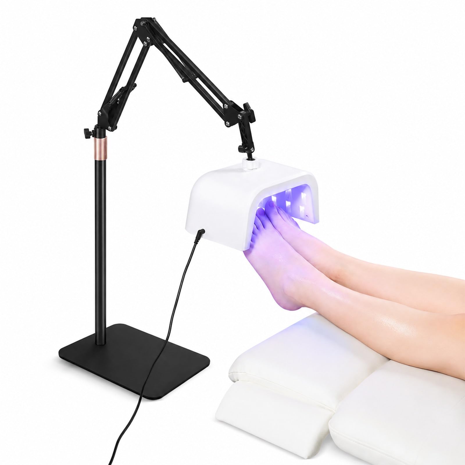 Lampa UV do Stóp ze Stojakiem, Suszarka do Paznokci Żelowych do Pedicure | Lampa do Pedicure 48 W z Akumulatorem, 33 Diody LED, Czujnik IR, 4 Timery i Odłączany Stojak Podłogowy