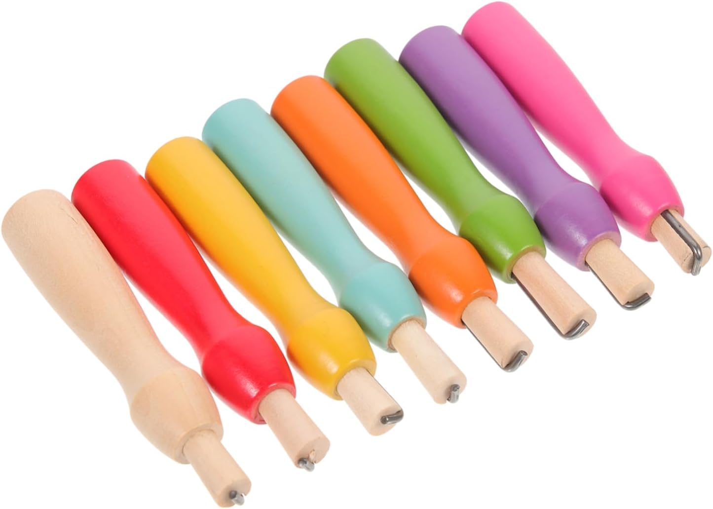 Anneome 8pcs Wooden Punch Needle Felting Kit Durable Ergonomic Tools for Wool and Crafting for Beginners and Experienced Includes Colorful Handles