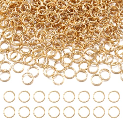 Craftdady 500Pcs Gold Round Split Rings 5mm Stainless Steel Tiny Double Loop Jump Ring Connectors for Key Chain Charm Jewelry Making