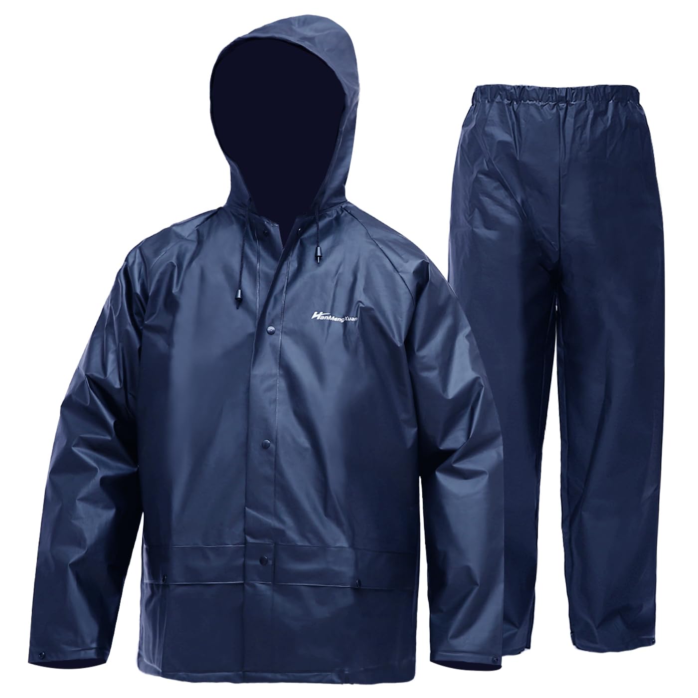 Quanyong Men's Blue Rain Suit For Wo, Ultra-Lite Waterproof Rain Coat (Jacket + Trousers) Sets Windproof Hooded Rain Gear Work Wear (, Xl)