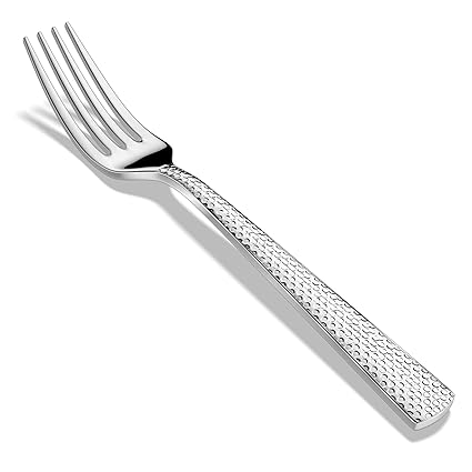 12-Piece Hammered 18/10 Stainless Steel Dinner Forks,Heavy Duty and Dishwasher Safe
