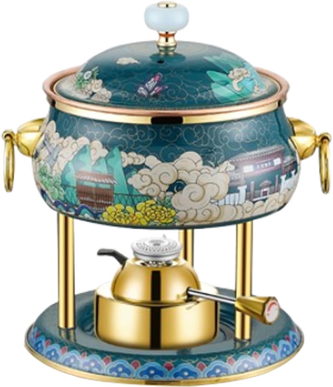 Enamel Pot Cloisonne Hot Pot Buffet Hot Soup Pot Copper Single Person Hotpot Sturdy Home Use Shabu Pot Old Beijing Hot Pot,F