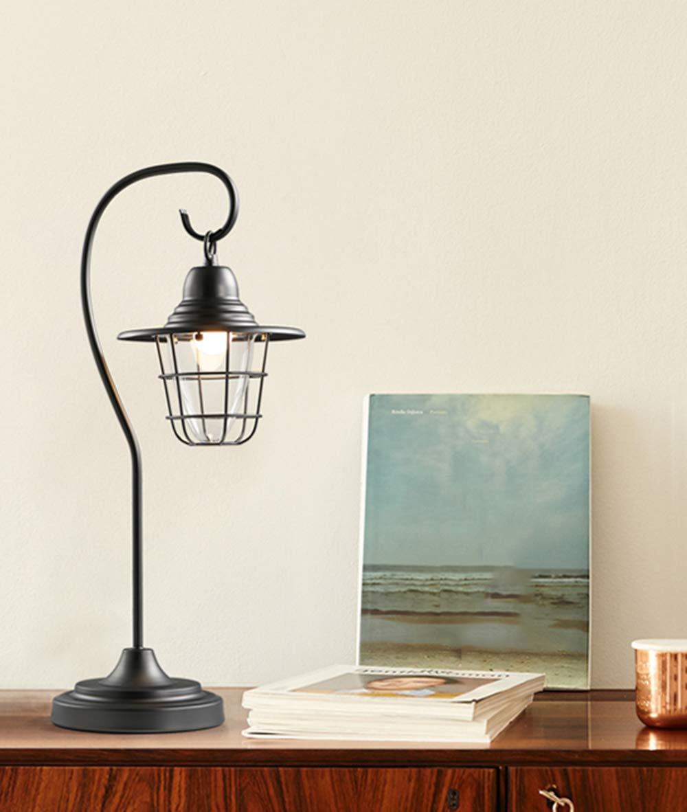 Tischleuchte Retro Schwarz Metall Laterne Lampenschirm Arbeitsplatzlampe Leselampe E27 Vintage Verstellbare Schreibtischlampe Schlafzimmer Nachttisch Lampe Arbeitsplatz-Leuchte