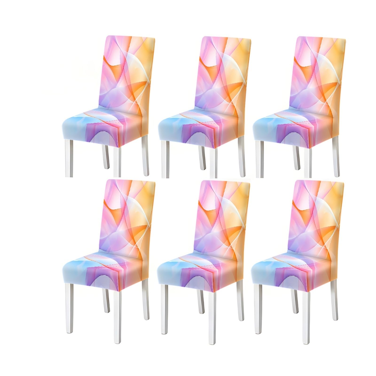 FZJKGH Pastel Abstract Pattern Print Dining Chair Covers Set Of 2/4/6, Modern Stretch Slipcovers For Dining Room Removable Stretch Slipcovers for Dining Chairs(6PCSChair cover)