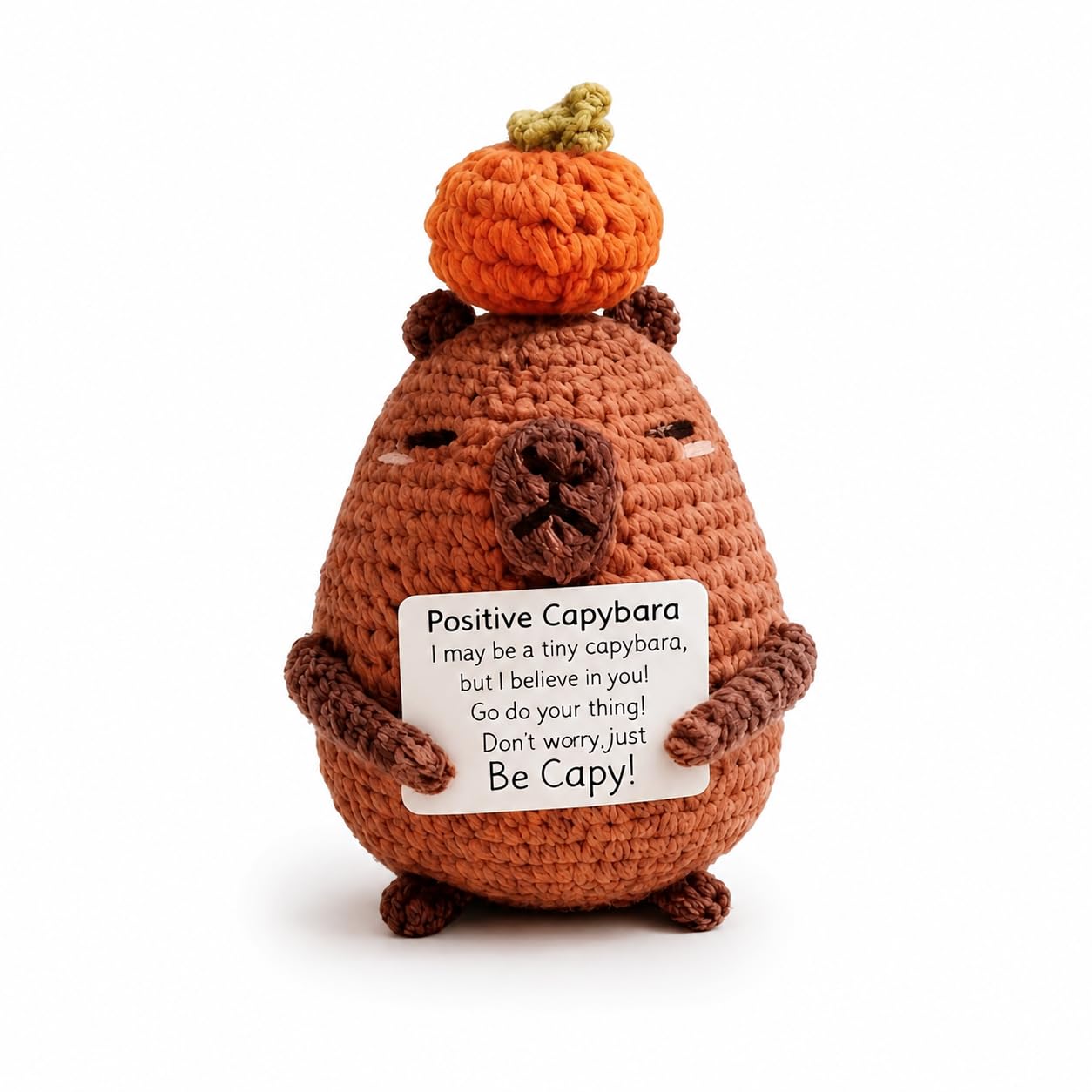 Mior Care Positive Capybara Crochet Doll with Inspirational Card, Handmade Emotional Support Plush,Cute Desk Buddy Decor, Thinking of You Gift for Women Men, Friends, Coworkers, Birthday, Graduation — image 1