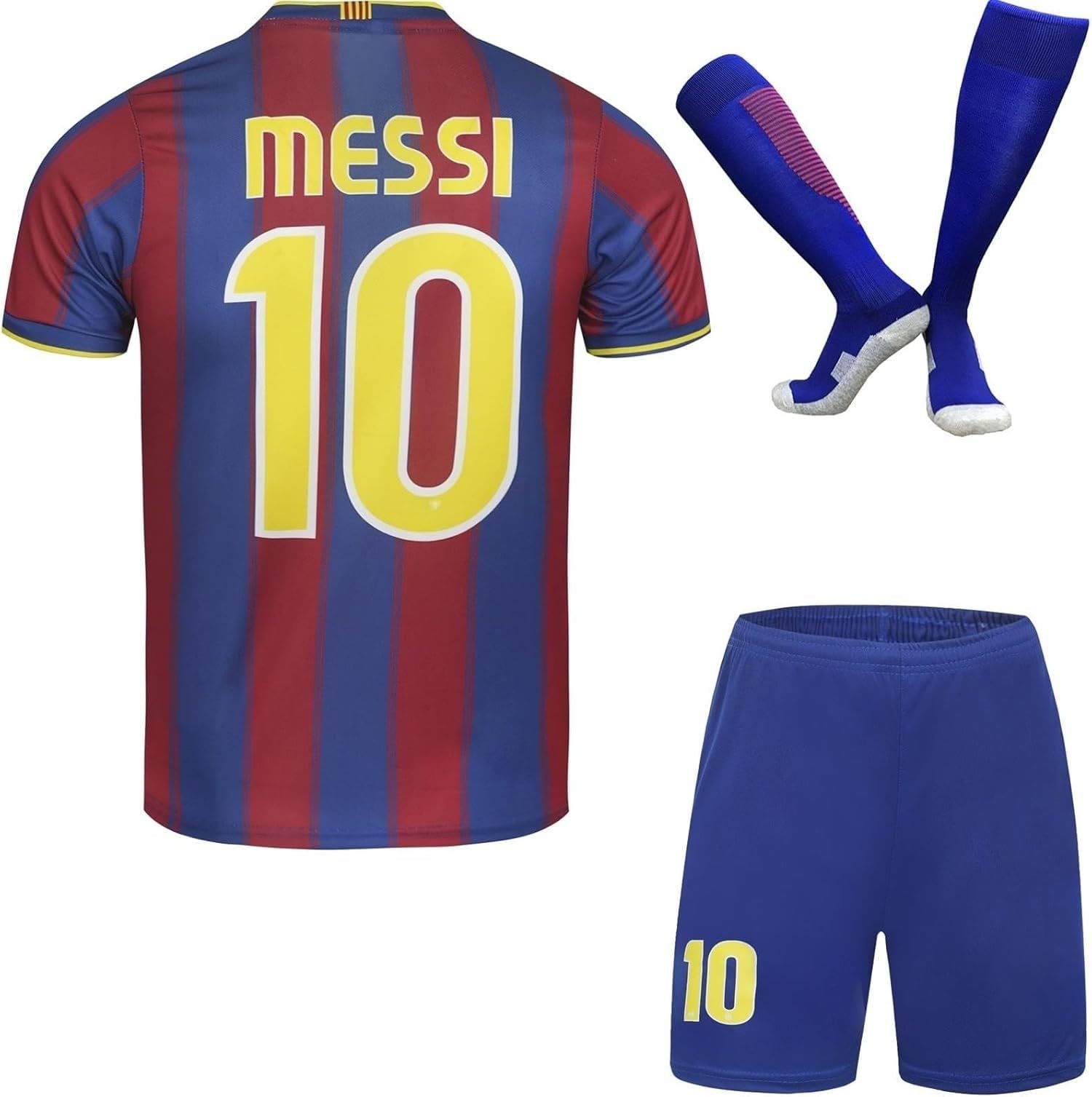 #10 Leo, Ronaldinho Maillot Enfant Nostalgia Édition pour Enfants, Shorts, Chaussettes, Tailles Jeune