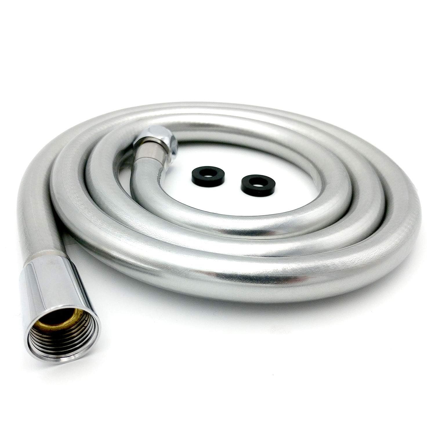Xcel Home Chrome Wras Approved Quality Strong 1.5M Leakproof Smooth Pearl Silver Pvc Flexible Anti-Kink Shower Hose With Solid Connector (Product Code: Sh150-Sil-Wras Snl)
