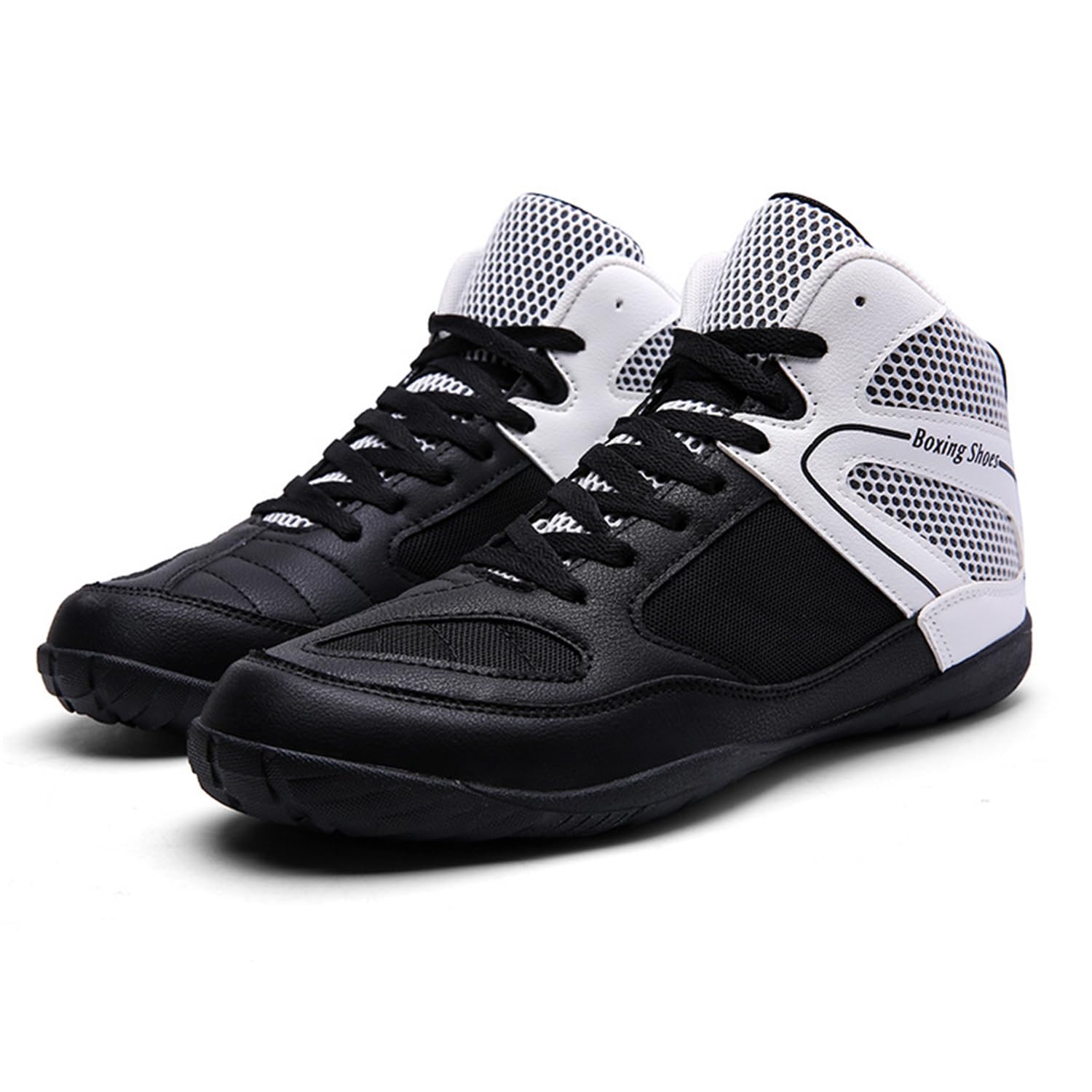 Scarpe da Boxe Unisex - Calzature Alte con Supporto alla Caviglia per Combattenti, Pugili, Scarpe Leggere per Allenamento E Sparring,Nero,38 EU