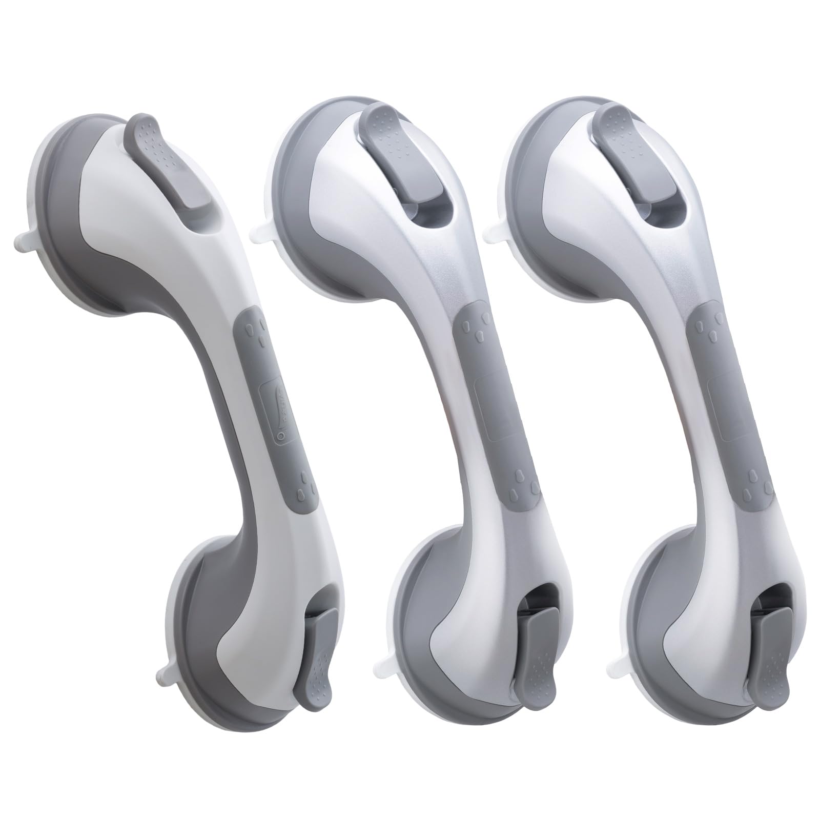 TAILI 31 CM Agarraderas Baño Plata 2 Pack y Gris 1 Pack, MAX 110 KG Asidero Baño Ventosa, Agarrador Ducha Personas Mayores, Seguridad para Ancianos, Discapacitados, Súper Fuerte Succión Asa Ducha