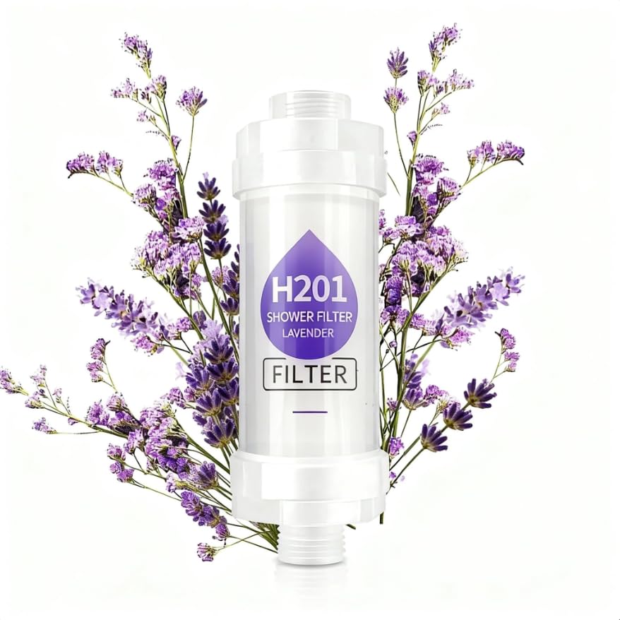 SKY-TOUCH Lavender Vitamin Shower Filter - Chlorine & Rust Removal, Hair Loss Prevention, Skin Hydration, Relaxing Aromatherapy Easy Installation