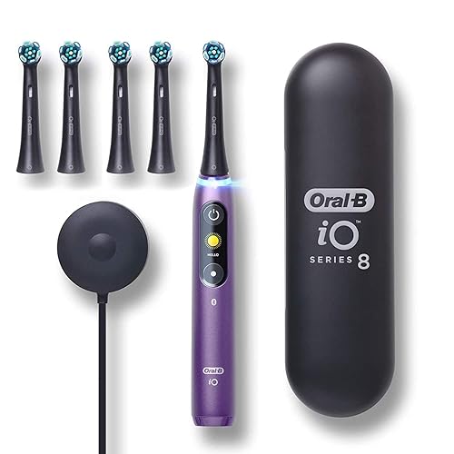 Oral-B - iO Series 8 Cepillo de dientes eléctrico con 5 cabezales de cepillo, violeta ametrino
