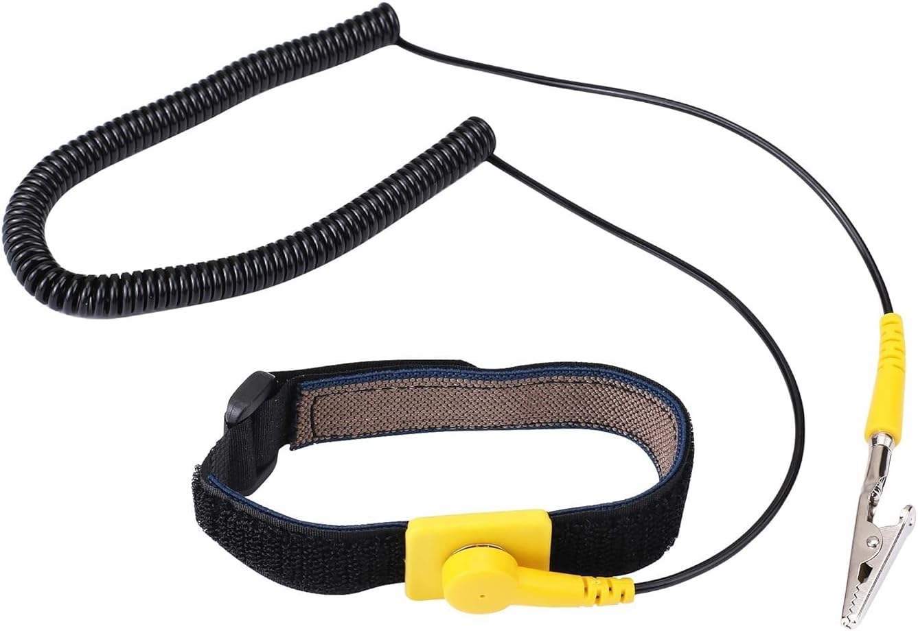 Anti Static Wrist Strap, Anti Static Wristband Grounding Bracelet with Alligator Clip and Extendable Long Cable. [Wristband with Regular Length]
