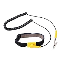 Vista 1 de Correa de muñeca antiestática, pulsera de conexión a tierra antiestática de 11 pulgadas con clip de cocodrilo y cable largo extensible, se adapta a