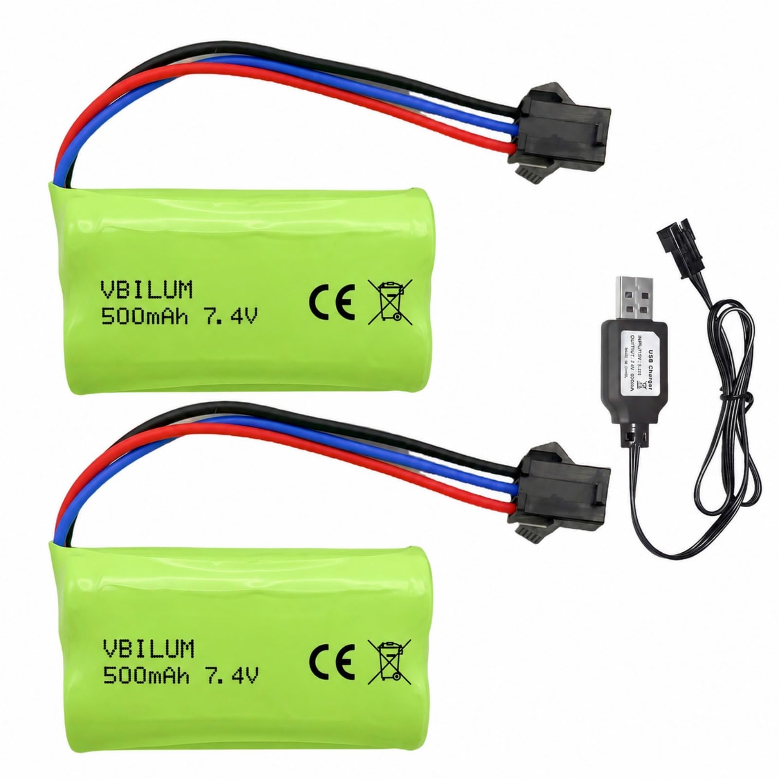 Batterie Rc VBILUM - 2 Batteries Li-ion 7,4V 500mAh SM-3P Pour Voiture RC - MN82, LC79, SC16A01 Batterie Rc VBILUM - 2 Batteries Li-ion 7,4V 500mAh SM-3P Pour Voiture RC - MN82, LC79, SC16A01