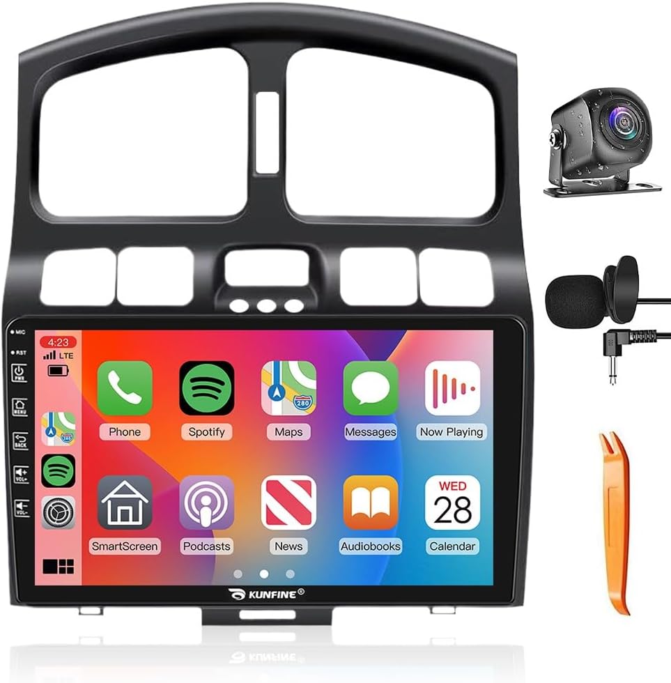 for Hyundai Santa Fe 2001-2006 Car CarPlay Android Auto Navigation Stereo GPS Radio Reverse Camera Display 9" IPS Touchscreen Headunit Tablet Pad Media Player, if Applicable Quad Core 2G+64G