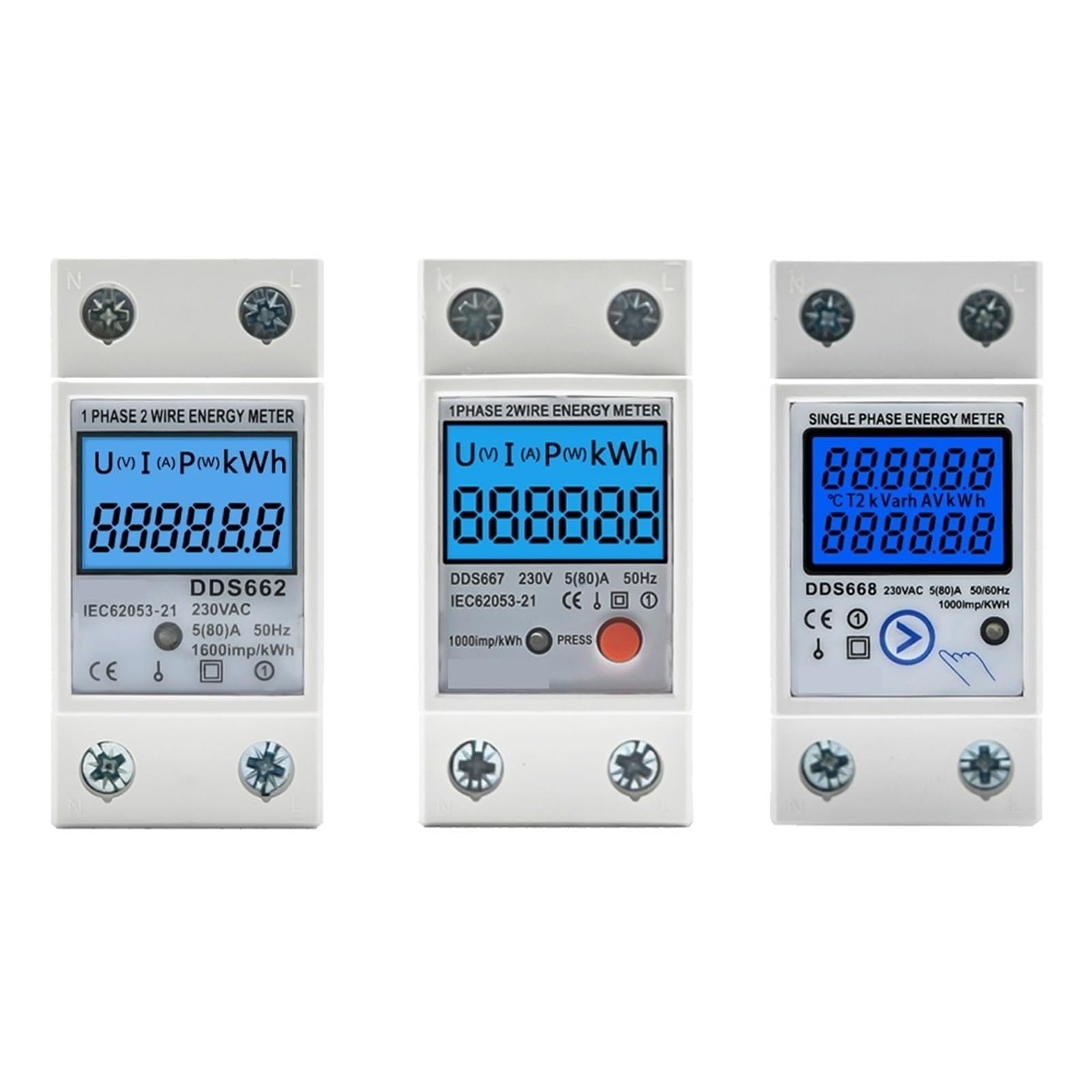 Cyfrowy licznik energii elektrycznej Cyfrowy Licznik Jednofazowy Na Szynę Din Reset Zerowego Licznika Energii KWh Napięcie Prądu Miernik Zużycia Energii Wattmeter Electricity(DDS668)