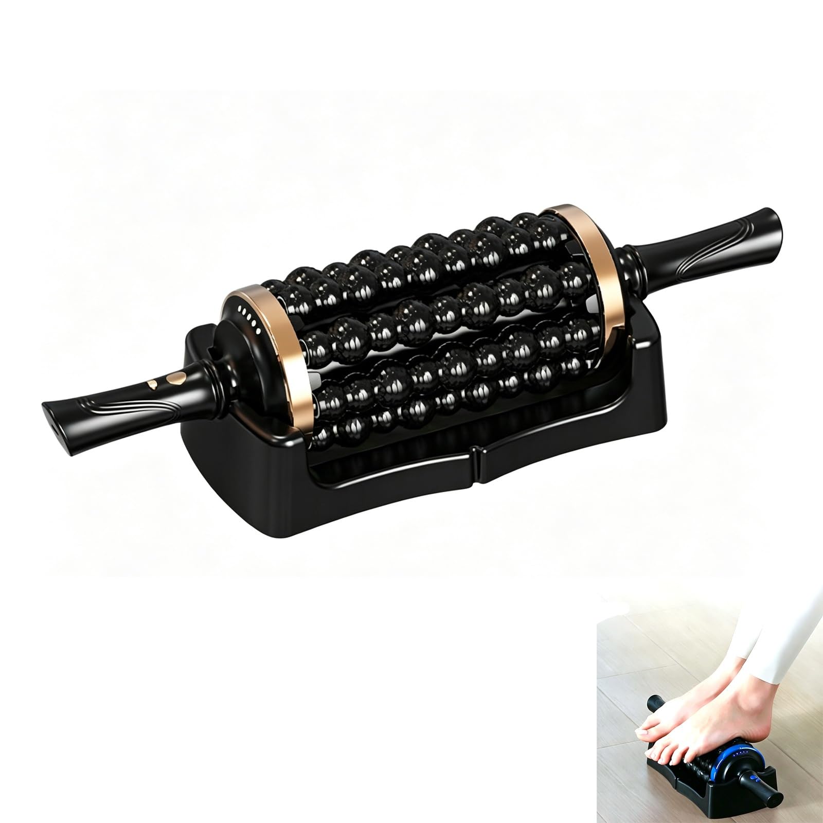 Massaggiatore Elettrico a Rullo e Percussione con Base Hands-Free, Rullo Fasciale Ricaricabile per Schiena, Gambe e Piedi, 5 Velocità Variabili per Recupero Post-Allenamento(Rose Gold)