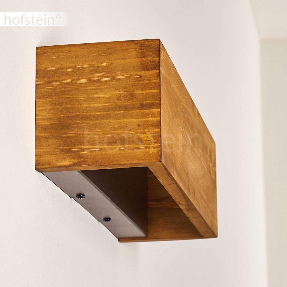 HOFSTEIN LED Wandlampe Adak, dimmbare Wandleuchte aus Holz/Metall in Braun/Grau, längliche Innenwandleuchte mit Up&Down Effekt, 13,5 Watt, 1800 Lumen, 3000 Kelvin, Wohnzimmer, Schlafzimmer, Flur