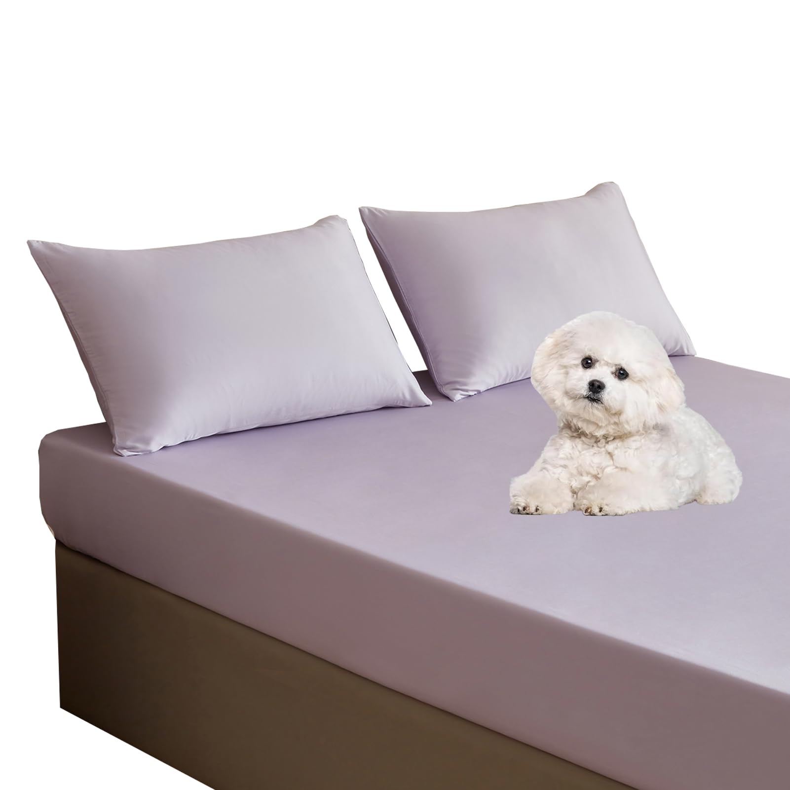 Protector de Colchón Bambú, Funda de Colchón, Funda Colchón Confortable y Antiácaros, Suave y Delicado, Transpirable, Antibacteriano, Hipoalergénico (Viola Chiaro,100 × 200 cm)