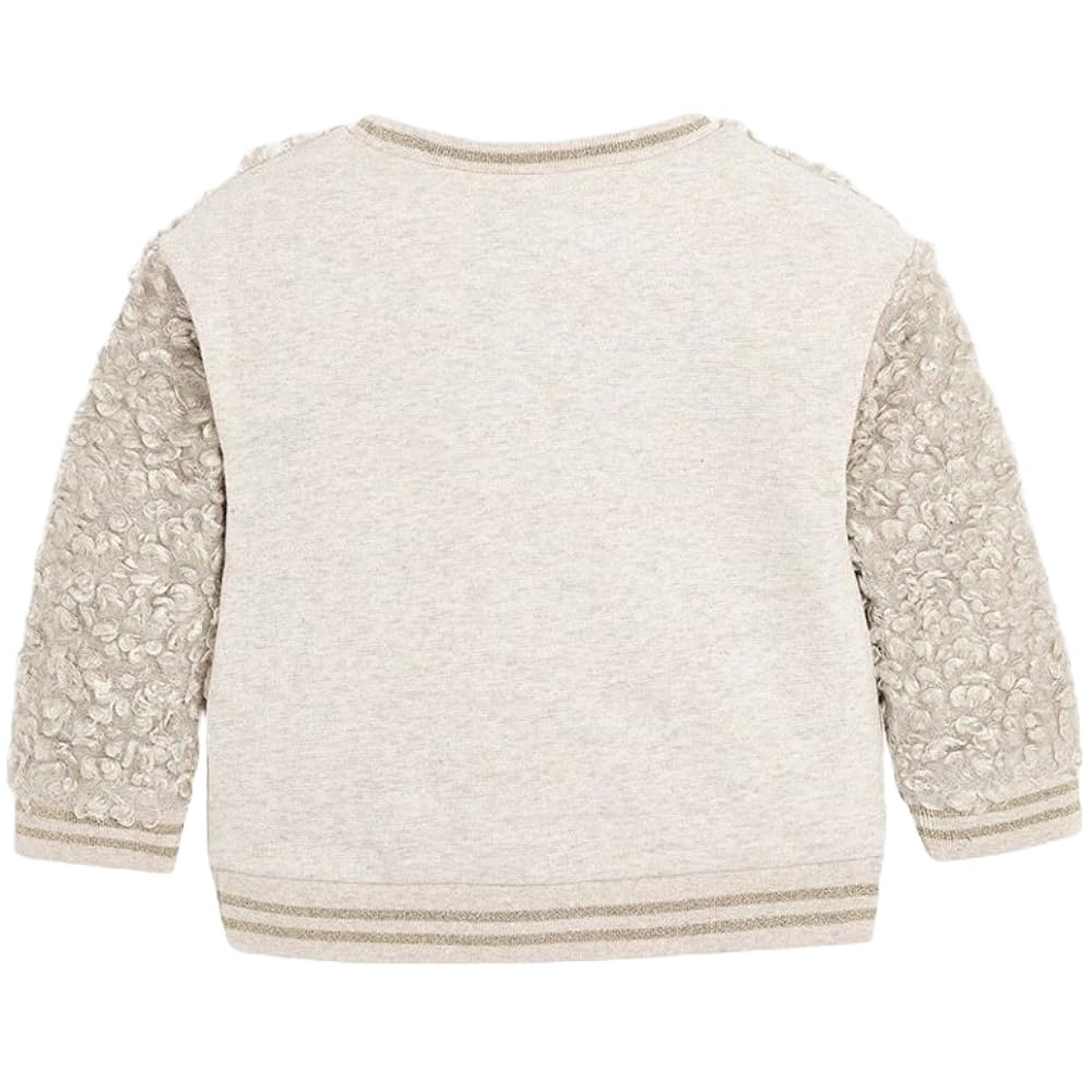 Bluza Bouclé Mayoral w kolorze beżowym, z haftem Collect Beautiful Moments, z długimi rękawami, idealna dla dziewczynek, dziewczęca bluza