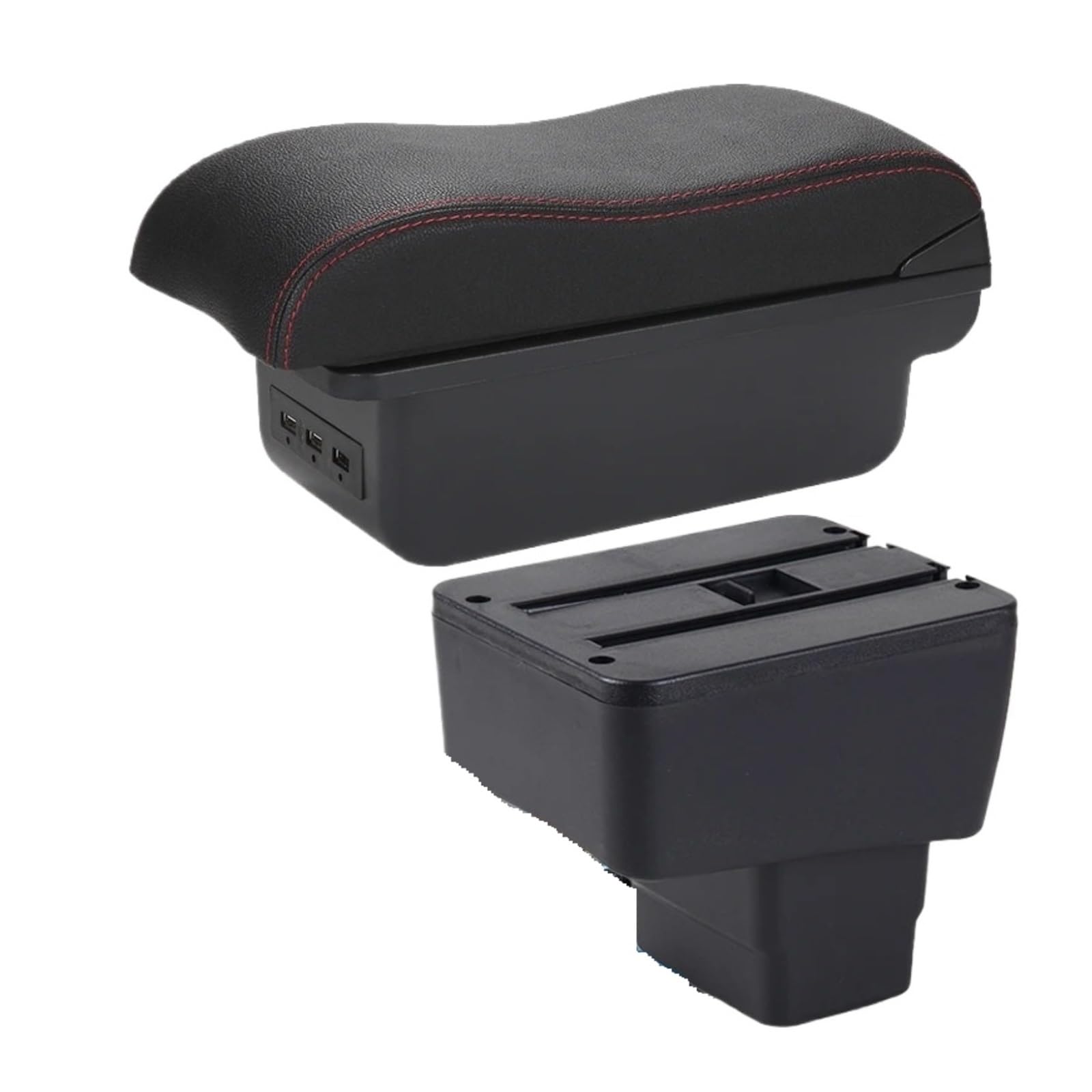 UMDJJU For Mazda For CX-3 Armrest Box Retrofit Car Auto Storage Dedicated Accessories Car Centre Console Armrest Box(B1 Black red 3USB)