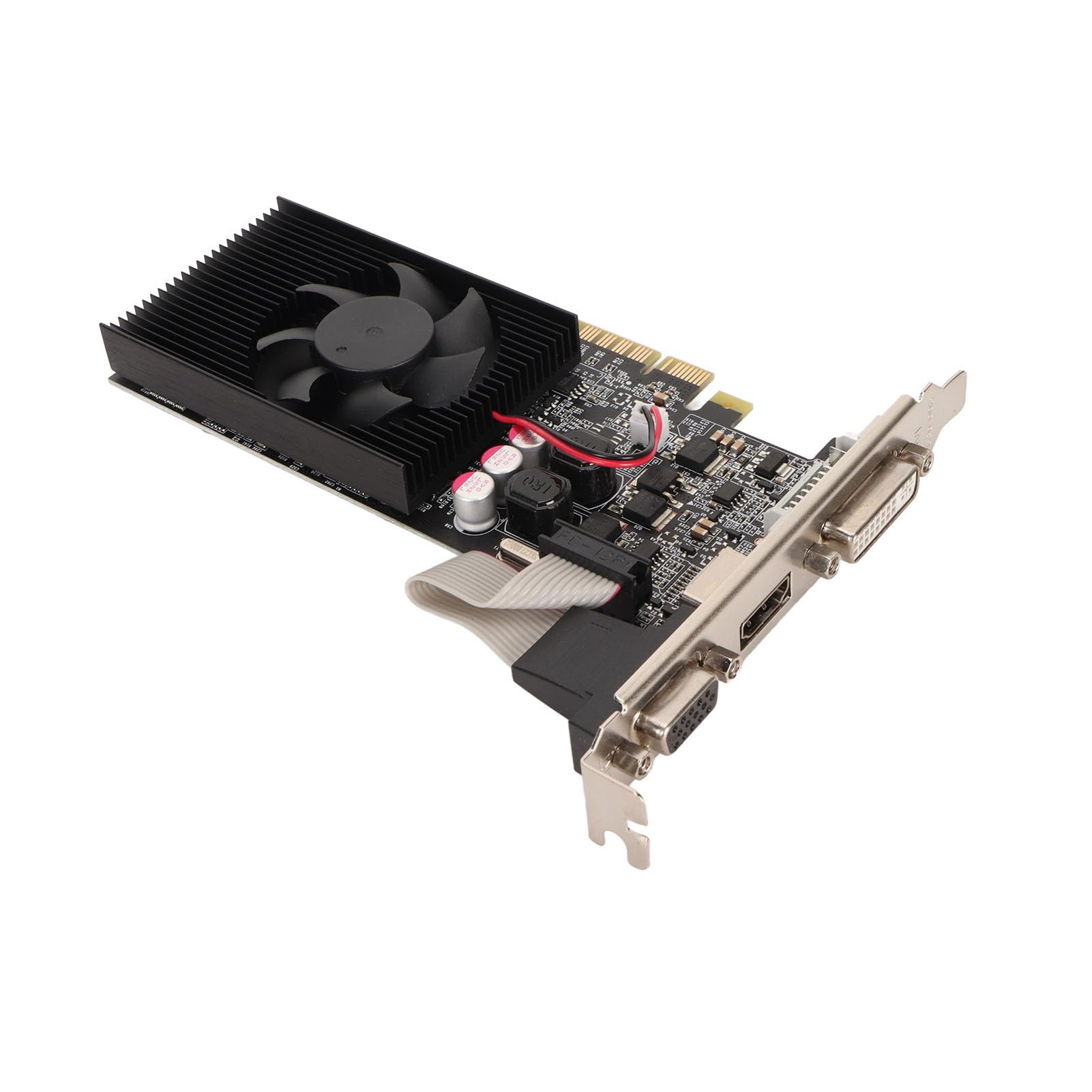 KIMISS Tarjeta Gráfica GT730 2GB GDDR3, bit 810MHz 1000MHz con Interfaz VGA DVI G Ventilador de Refrigeración único 64