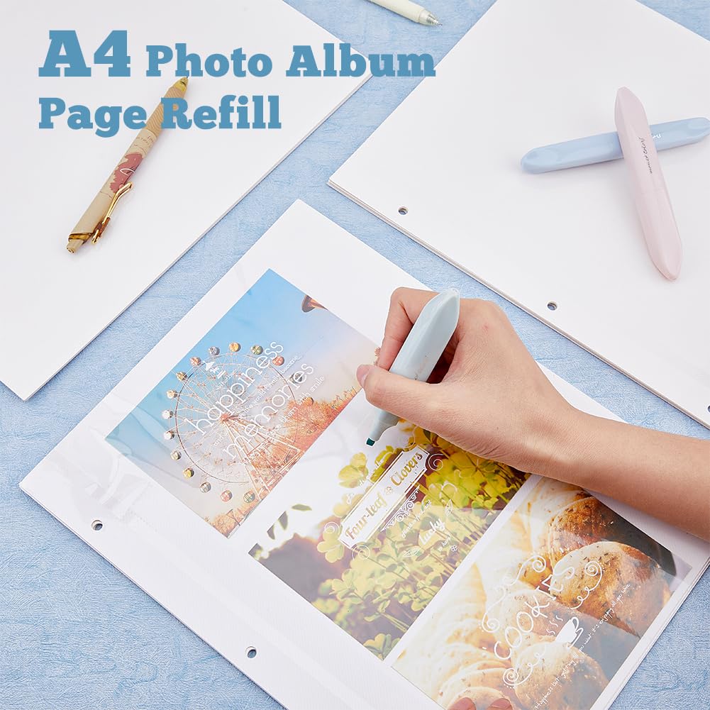 SUPERFINDINGS 20 Feuilles Adhésives Pour Album Photo - 24x31.5cm - A4 - Classeur 3 Anneaux