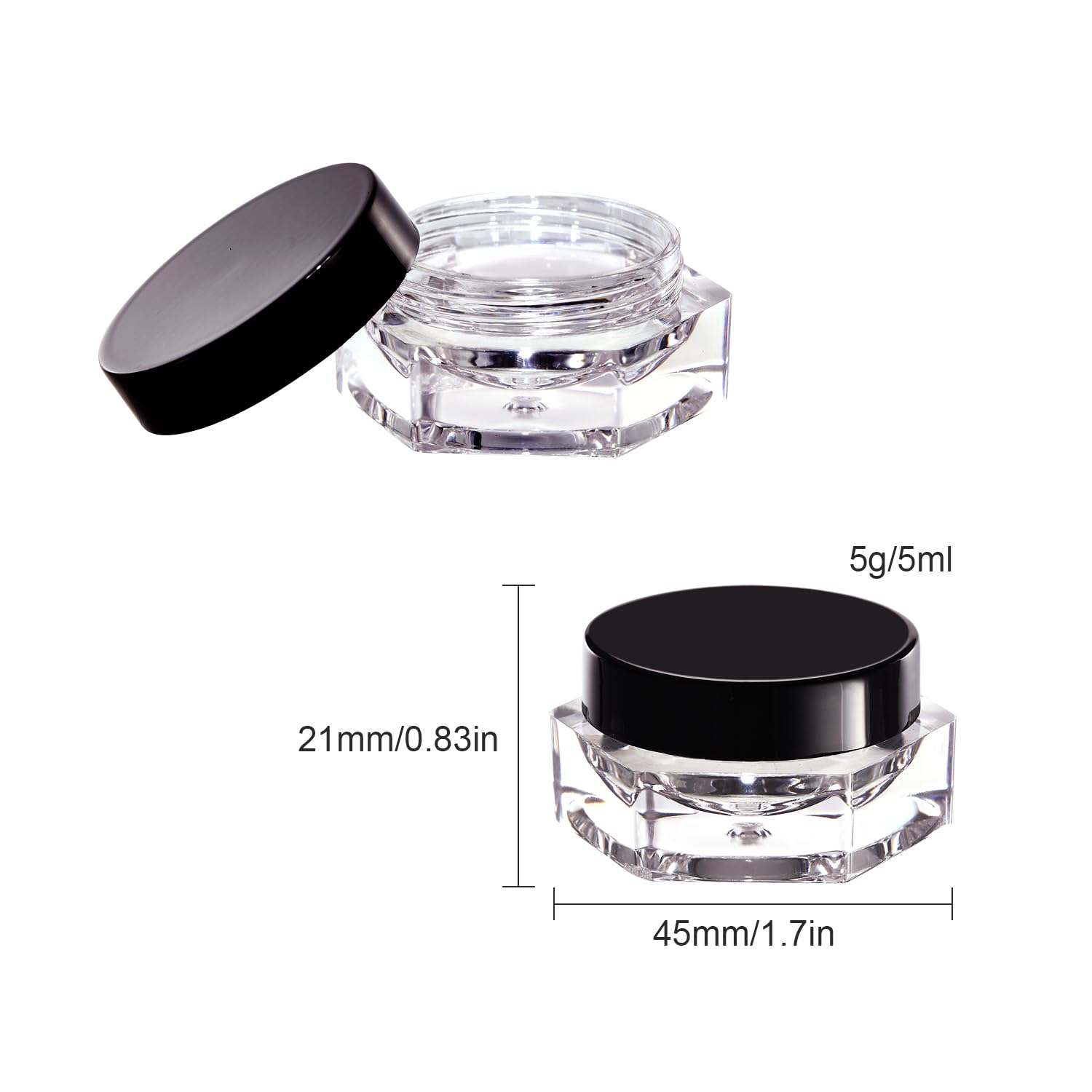 CAIYA 6 Pieces 5 ml Empty Cosmetic Containers, Makeup Sample, Transparent Travel Containers with Lids for Cosmetics/Cream/Beads - Image 2