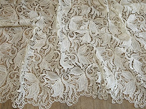 Borde festoneado Couture novia Heavy Guipure encaje tela marfil – por metro