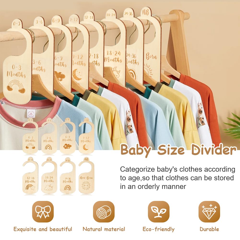 HAGOT 8 Pcs Baby Wardrobe Dividers, Cartoon Baby Wardrobe Dividers, Wood Safe Wardrobe Separators - Image 4