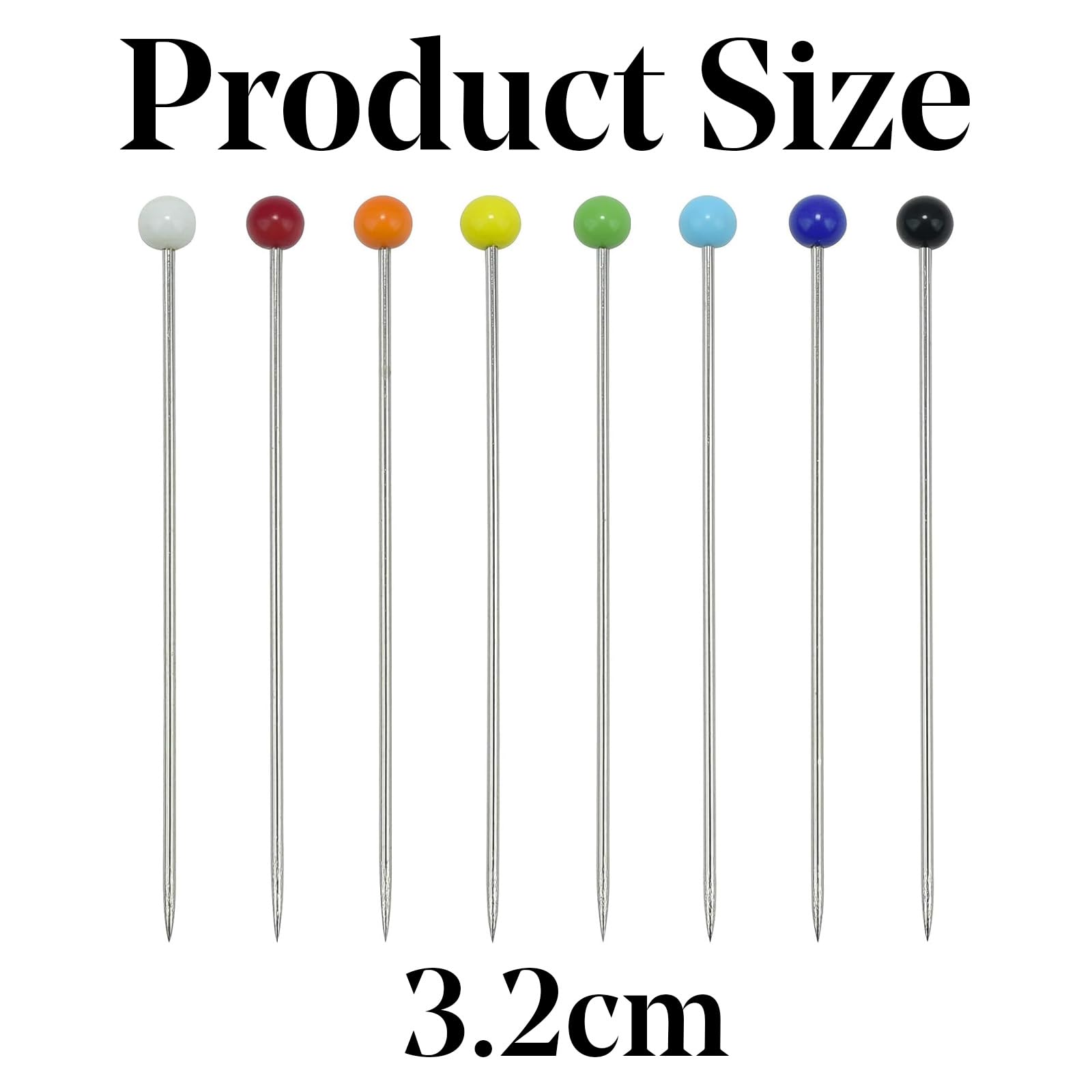 50 Pcs, 32mm Long Sewing Pins Dress Making Pins with Glass Heads 0.8mm Thick Quilting Pin for Dressmaking Jewellery & Crafts - Image 2