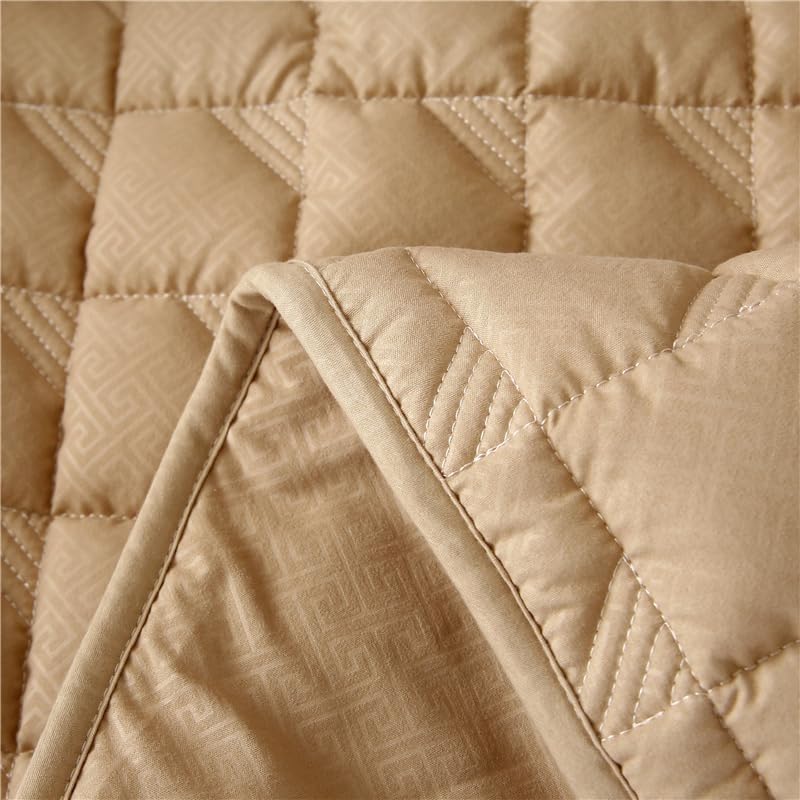 Protège-Matelas matelassé Silencieux, Couche absorbante imperméable, Conception ajustée avec Poche Profonde pour Matelas jusqu'à 28 cm (Kaki, 90 x 200 cm)