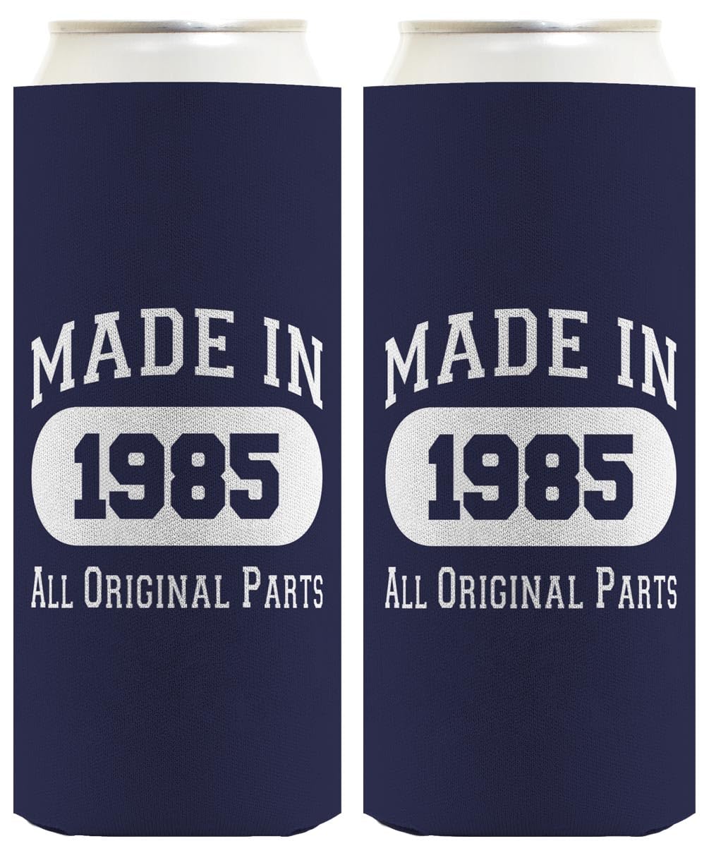 40th Birthday Gifts For Women Made In 1985 2-Pack Ultra Slim Can Thermocoolers