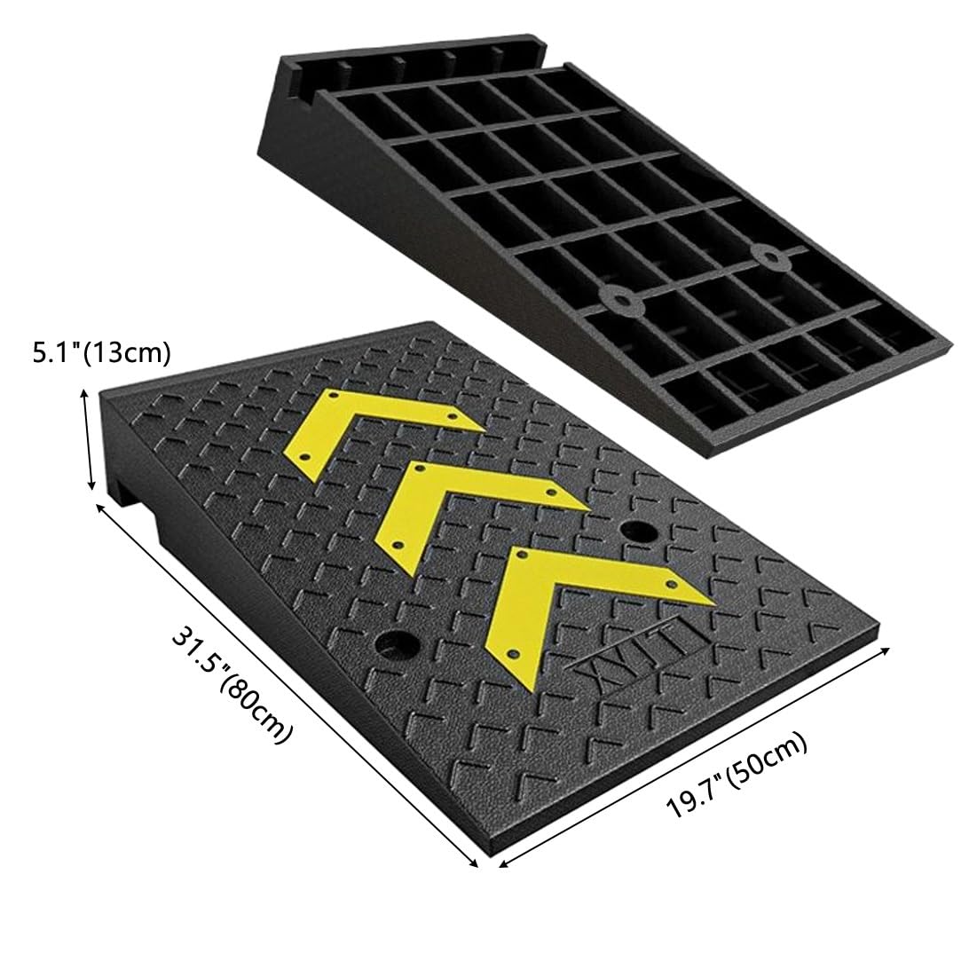 Rampas de umbral de goma resistentes, rampas de movilidad para silla de ruedas para escalones de entrada, ideales para motocicletas y acceso para discapacitados (7.5 pulgadas)