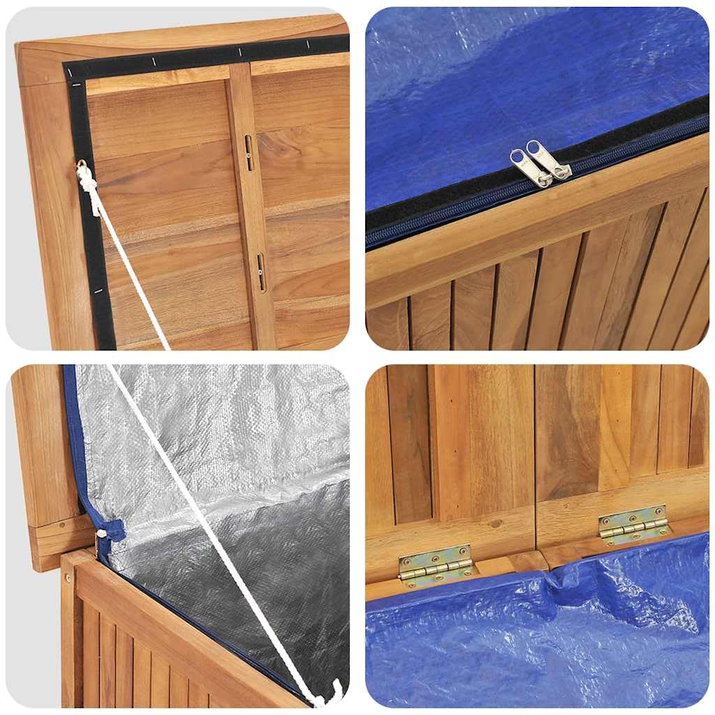 vidaXL Boîte de Jardin, Coffre de Stockage, Outils de Jardinage, Organisateur de Terrasse Patio Arrière-Cour Extérieur, Bois Massif de Teck