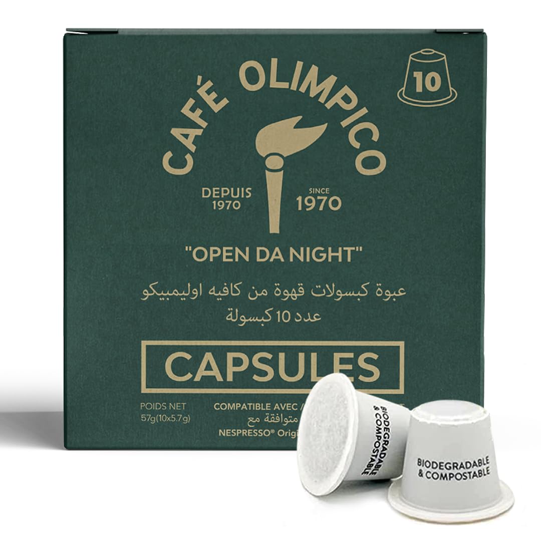 CAFE OLIMPICO Coffee Capsules Pack of 10 - Authentic Italian Blend | 100% Biodegradable, Compostable | 70% Arabica, 30% Robusta | Compatible with Nespresso Original Line | Made in Canada | 57g
