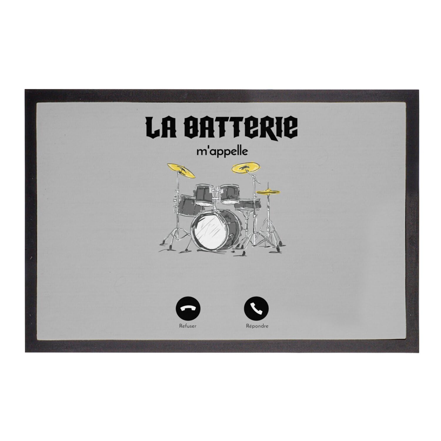 Paillasson gris musique passion 60x40 tapis entrée batterie