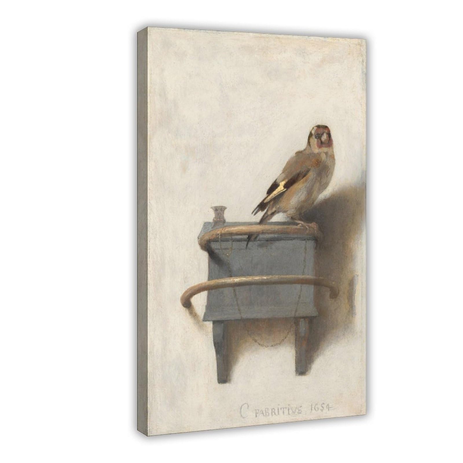 WCYB The Goldfinch by Carel Fabritius Posters Prints Canvas Deco Paintings Wall Art Hangable Frame 16" L X 24" W