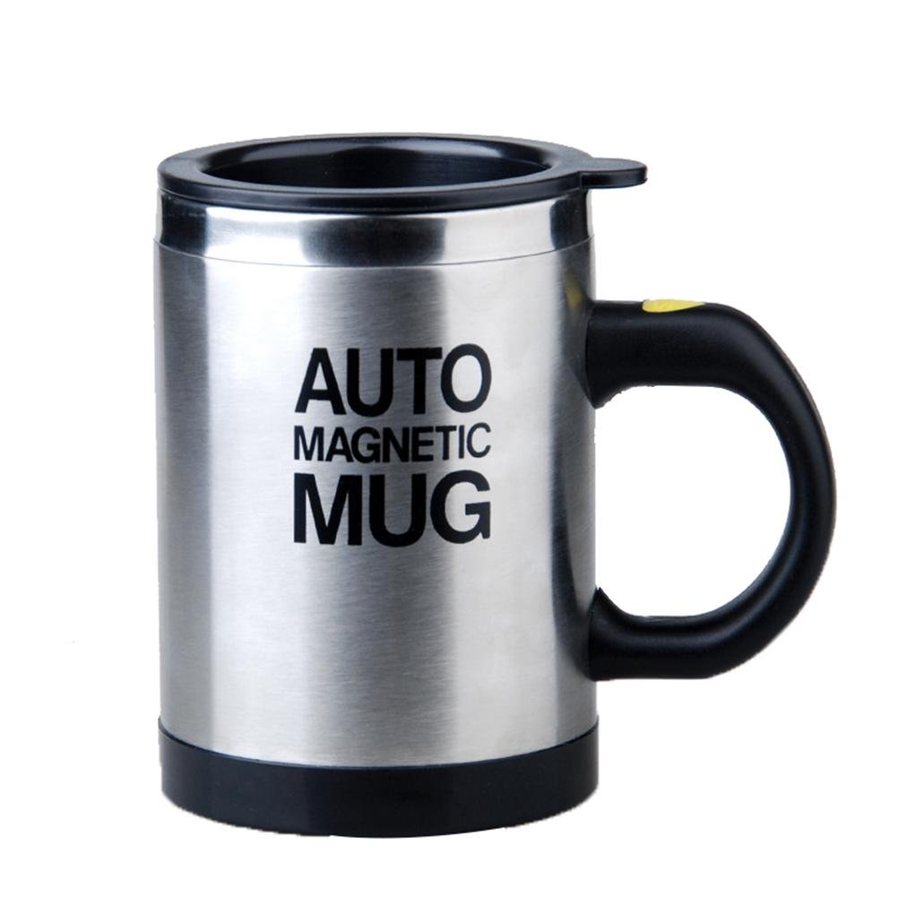 Auto Accessories New Version Novelty Stainless Plain Automatical Electric Lazy Self Stirring Mug Thermal Office Travel Mug Beverage Drink Coffee Tea Cup Mixing Mug 400ml, Black, 450ml