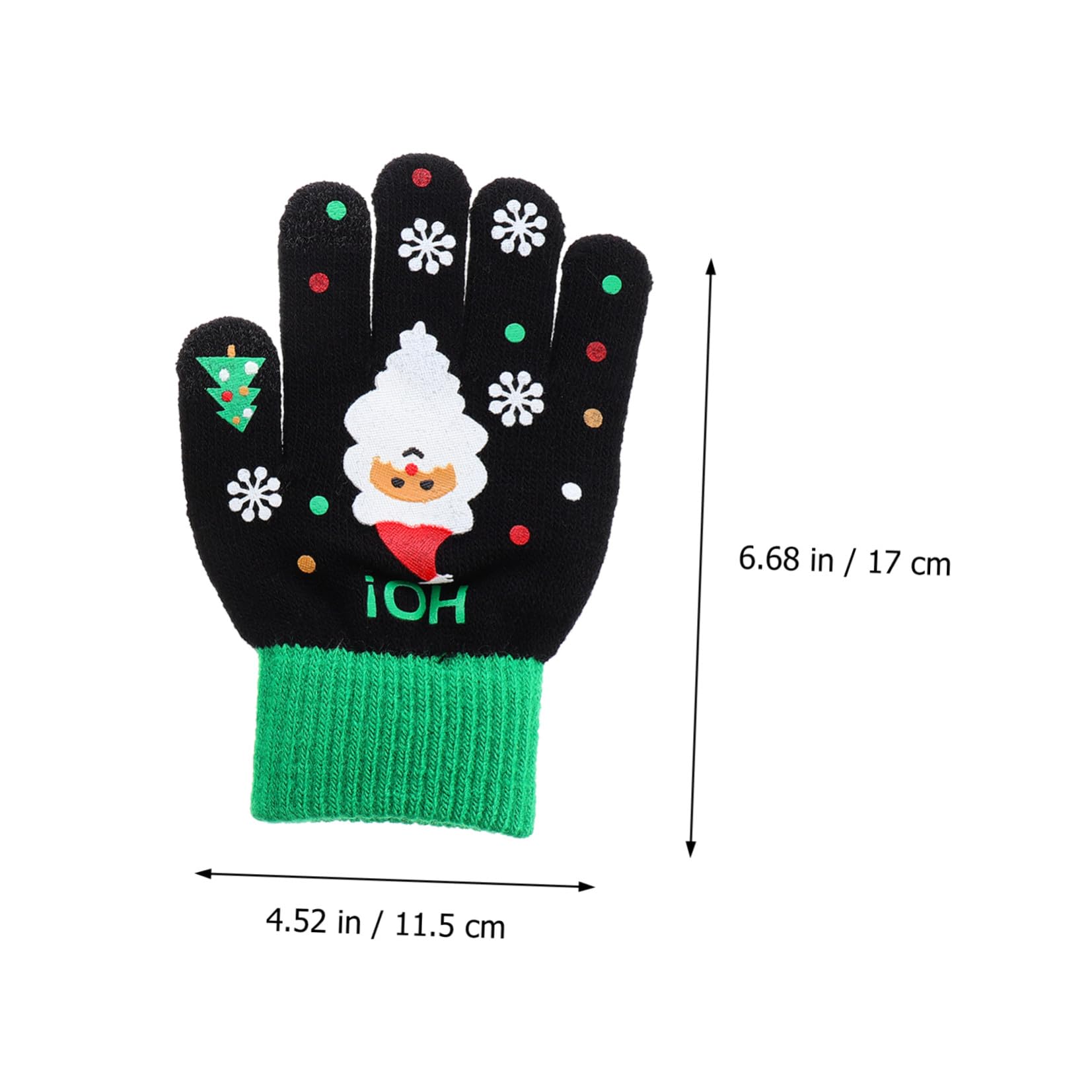 BESPORTBLE 2 Pares de Guantes de Invierno de Punto Guantes Térmicos Negros Dedos Completos Pantalla Táctil y Diseño Navideño de Santa Claus para Niños para Obsequio de Navidad