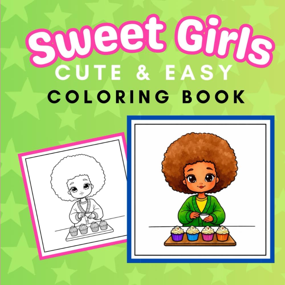 Bold & Cute Chibi Girls Coloring Book for Adults and Teens: Easy Relaxing Pages, 90s Fashion Style, Adorable Little Girls & Fun Everyday Activities