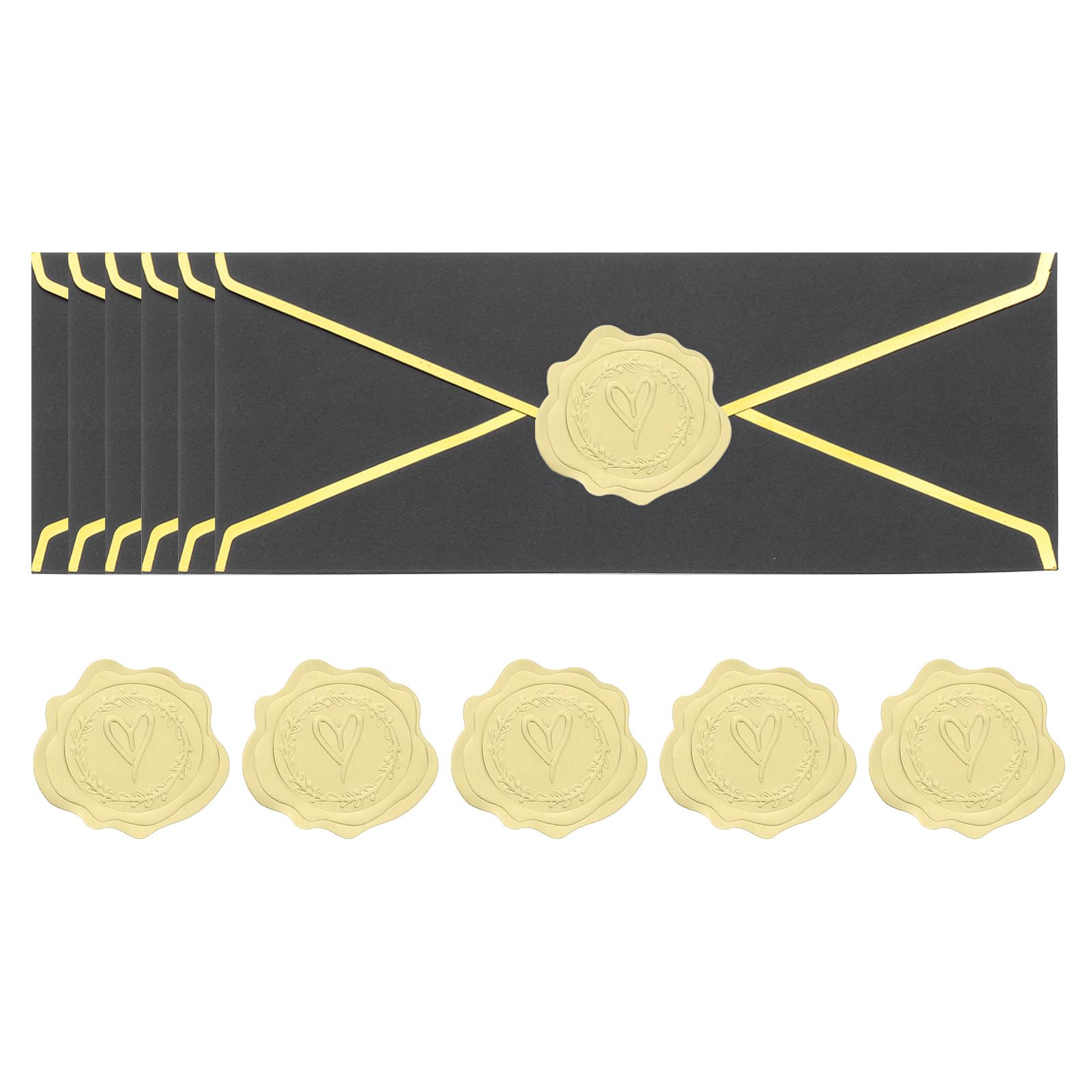 YOKIVE 25 Pcs #10 Business Envelopes with Gold Border, V Flap Standard Mailing Envelopes with Gold Stickers, Great for Letter Mailing Check Wedding