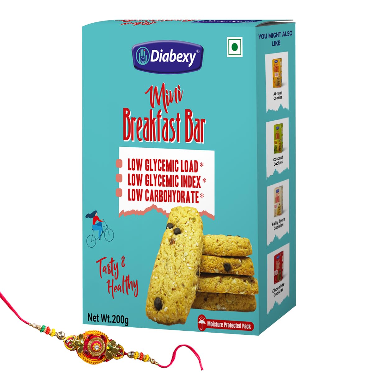 Diabexy Mini Breakfast Bar Gift Pack for Diabetics with Free Rakhi- 200g-image-18