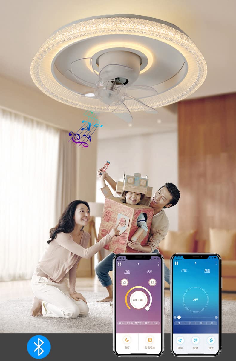 Plafoniera LED Dimmerabile Musica RGB LED Ventilatore da Soffitto con Luce e Telecomando Silenzioso fan Lampada Da Soffitto con Altoparlante Bluetooth Per Camera de Letto Soggiorno Illuminazione