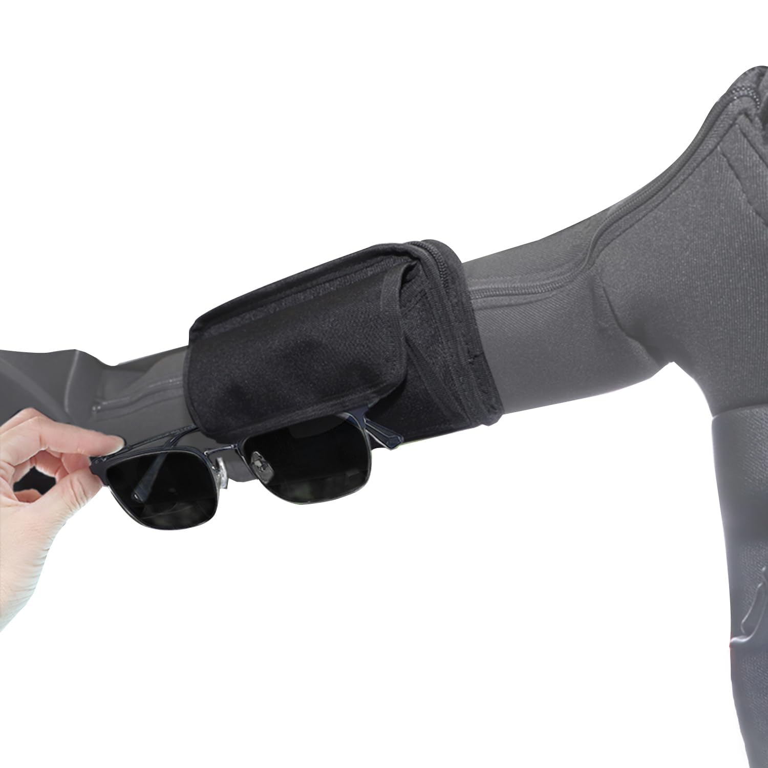 YOCTM Roll Bar Sunglasses Holder for Jeep Wrangler JL JK JT Sports Sahara Freedom Rubicon X & Unlimited 2007-2023 Inner Sun Glasses Holder Storage Bag Pocket, Black