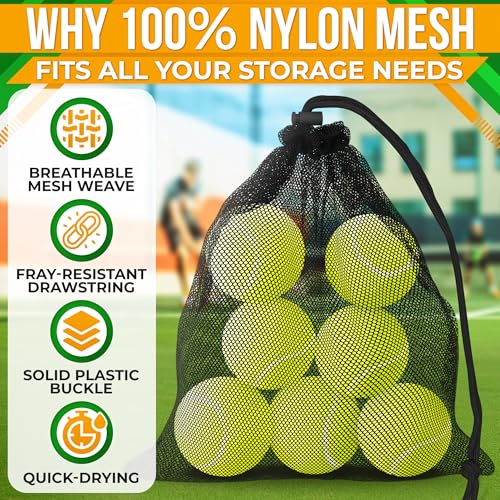 Mesh Backpack Drawstring Black 5Pcs 11,8x7,48'' – Strong, Lightweight, Breathable Mesh Bag with Lock, Quick-Dry and Tear-Resistant – Easy to Tighten and Adjust for Travel, Swimming & Ball Storage3