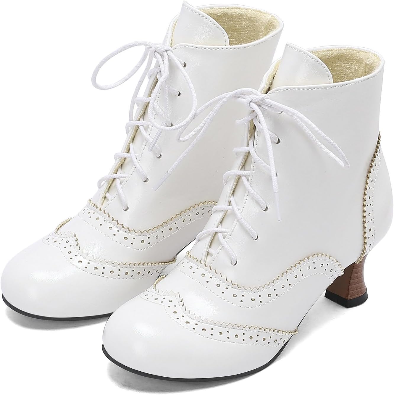 Uniquelly Women's Victorian Ankle Boots Lace Up Kitten Heel Vintage Witch Pirate Boots Granny Booties Round Toe Victorian Renaissance Shoes - Image 7
