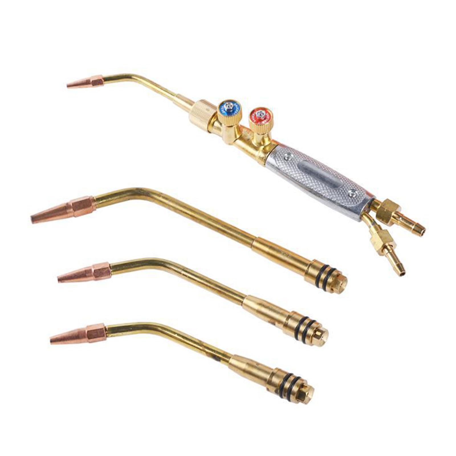 Kaccde 4Pcs Welding Torch Set For 3/8" 24 Connection Use With Cga 200 Acetylene And Cga 540 Oxygen Tanks Copper Construction Welding Cutting Torch
