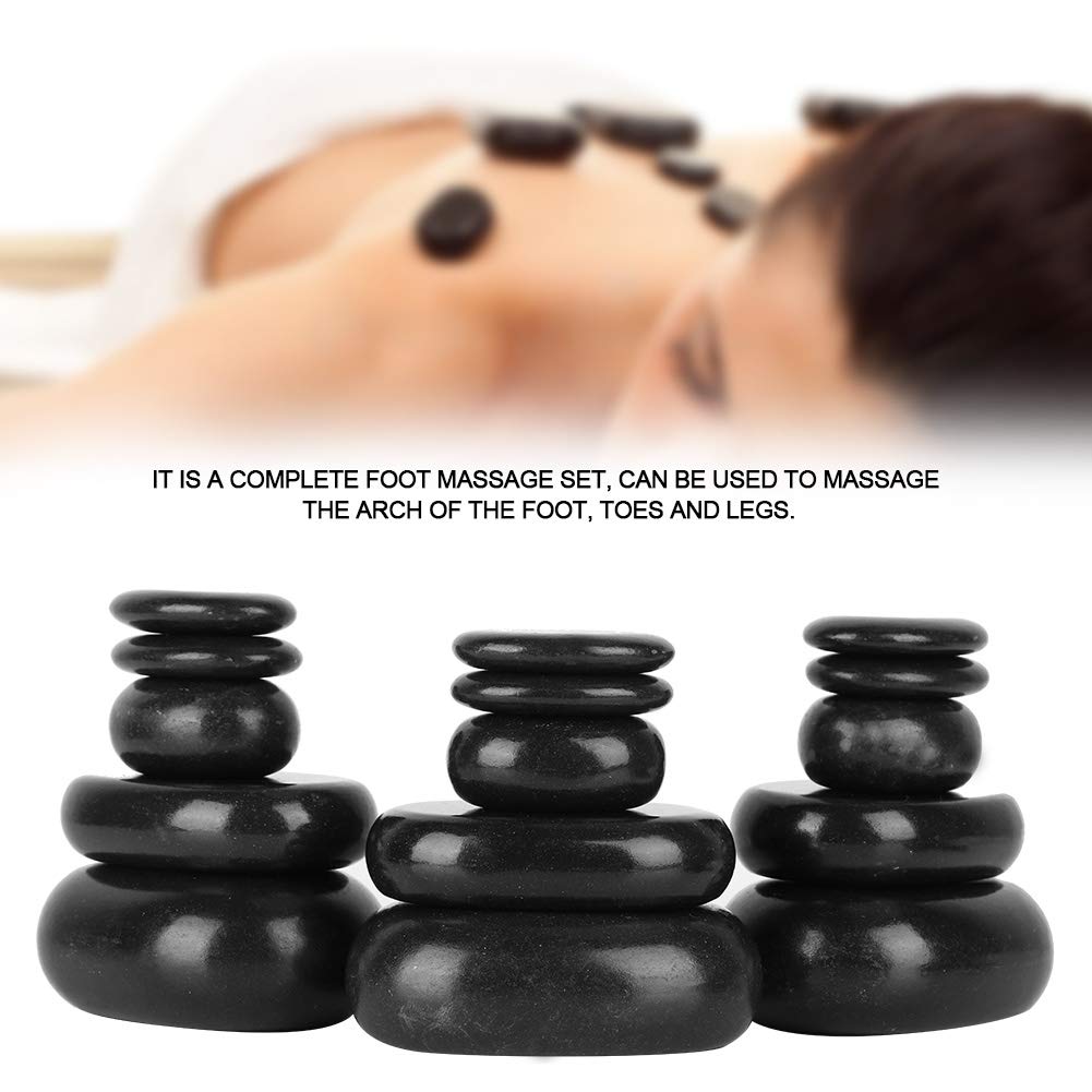 Ejoyous Piedras de Masaje Calientes Hot Stones, Basalto Negro, 20 Piezas, Forma Ovalada, para SPA y Relajación