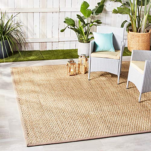SAFAVIEH Area Rug 9x12 - Natural Fiber Collection - Large - Natural & Grey, Seagrass, Basketweave Pattern with Border (NF114P) - Image 10